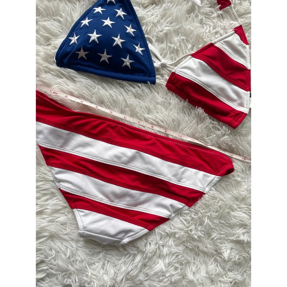 Polo by Ralph Lauren Red White and Blue American Flag Triangle Bikini - Picture 8 of 9